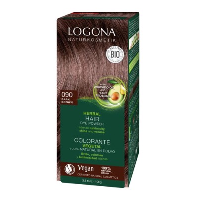 Растительная краска для волос 090 "Тёмно-коричневый" Logona, 100 гр